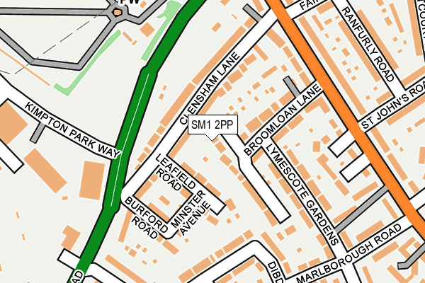 SM1 2PP map - OS OpenMap – Local (Ordnance Survey)