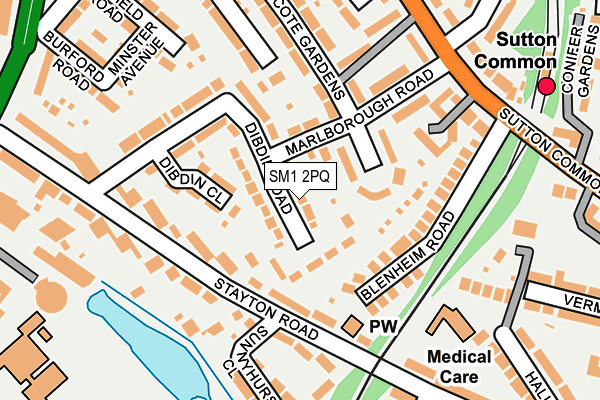 SM1 2PQ map - OS OpenMap – Local (Ordnance Survey)