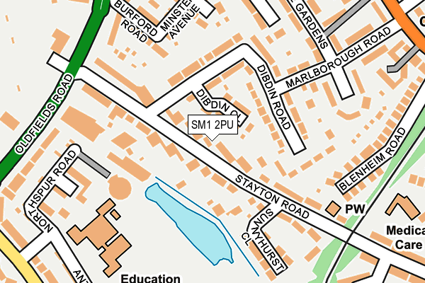 SM1 2PU map - OS OpenMap – Local (Ordnance Survey)