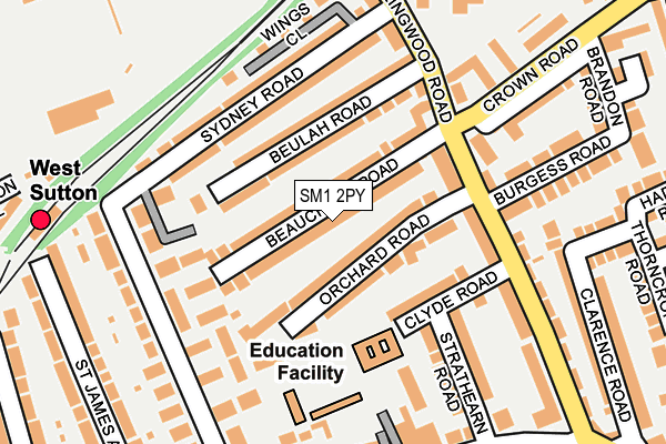 SM1 2PY map - OS OpenMap – Local (Ordnance Survey)