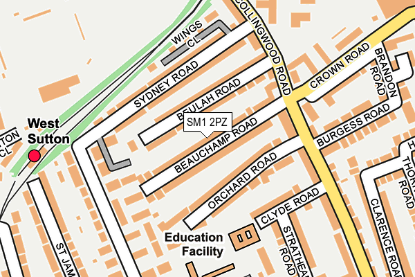 SM1 2PZ map - OS OpenMap – Local (Ordnance Survey)