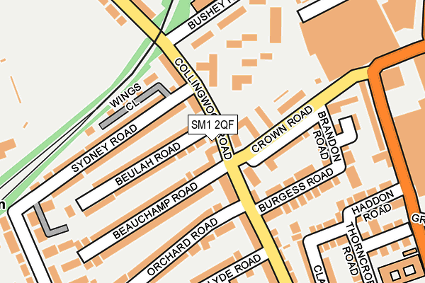 SM1 2QF map - OS OpenMap – Local (Ordnance Survey)