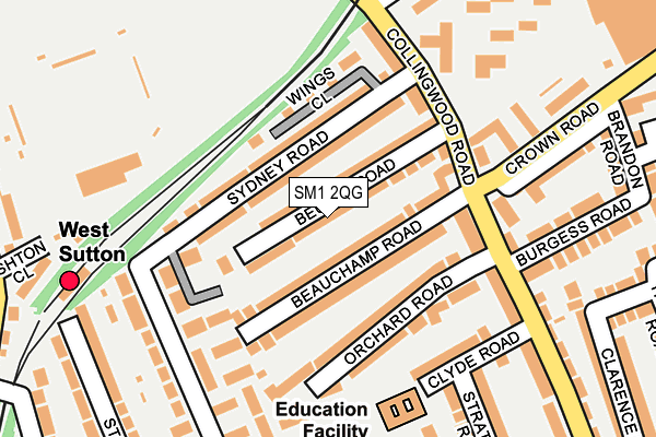 SM1 2QG map - OS OpenMap – Local (Ordnance Survey)