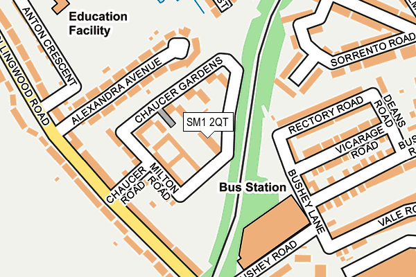 SM1 2QT map - OS OpenMap – Local (Ordnance Survey)