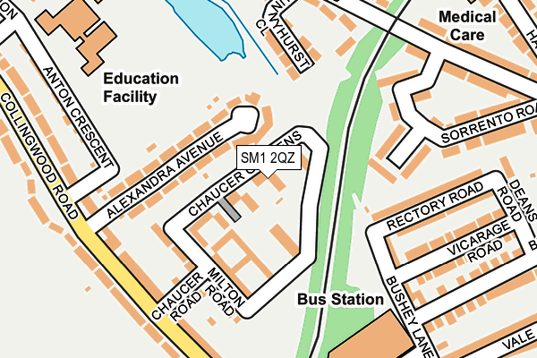 SM1 2QZ map - OS OpenMap – Local (Ordnance Survey)