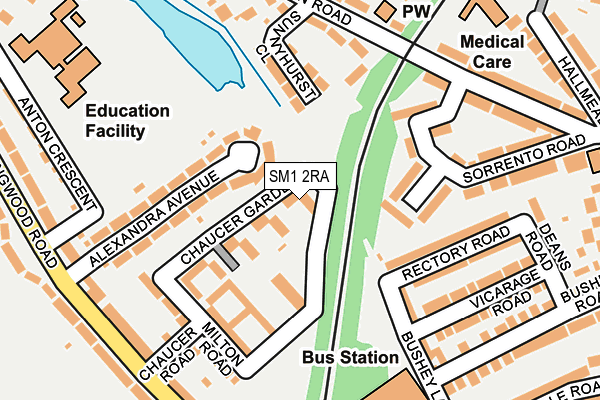 SM1 2RA map - OS OpenMap – Local (Ordnance Survey)