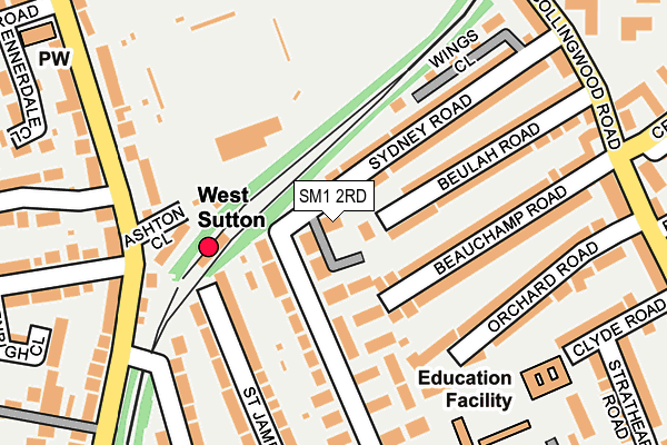 SM1 2RD map - OS OpenMap – Local (Ordnance Survey)