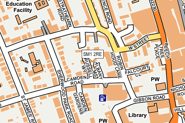 SM1 2RE map - OS OpenMap – Local (Ordnance Survey)