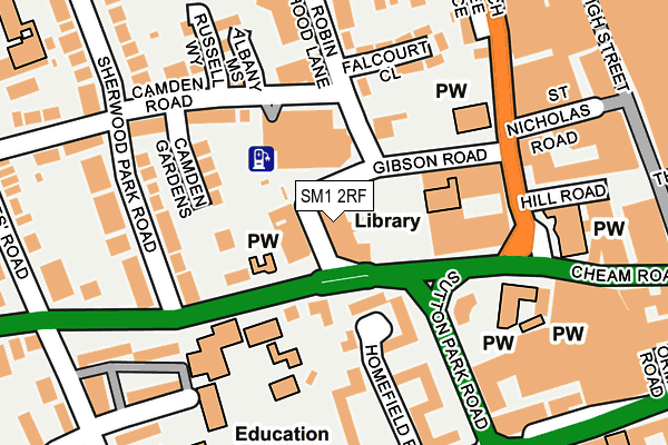 SM1 2RF map - OS OpenMap – Local (Ordnance Survey)