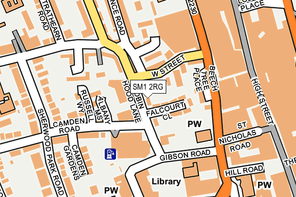 SM1 2RG map - OS OpenMap – Local (Ordnance Survey)