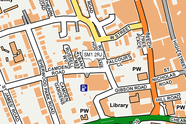 SM1 2RJ map - OS OpenMap – Local (Ordnance Survey)