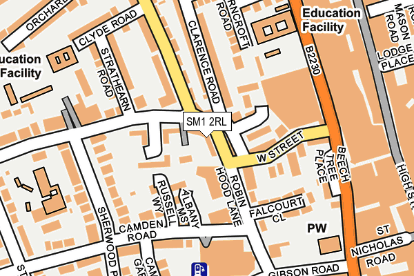 SM1 2RL map - OS OpenMap – Local (Ordnance Survey)