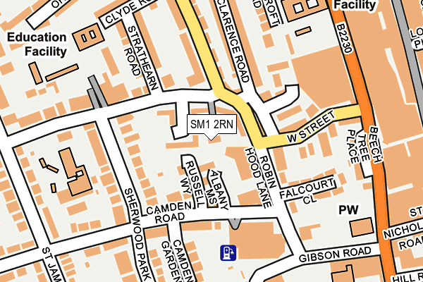 SM1 2RN map - OS OpenMap – Local (Ordnance Survey)