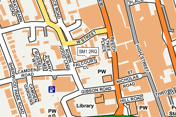 SM1 2RQ map - OS OpenMap – Local (Ordnance Survey)