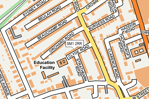 SM1 2RR map - OS OpenMap – Local (Ordnance Survey)