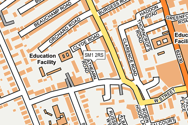 SM1 2RS map - OS OpenMap – Local (Ordnance Survey)