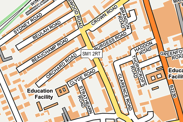 SM1 2RT map - OS OpenMap – Local (Ordnance Survey)