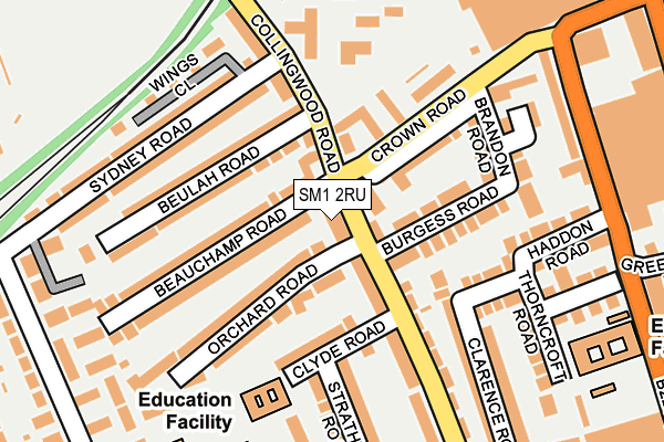 SM1 2RU map - OS OpenMap – Local (Ordnance Survey)