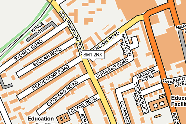 SM1 2RX map - OS OpenMap – Local (Ordnance Survey)