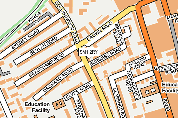 SM1 2RY map - OS OpenMap – Local (Ordnance Survey)