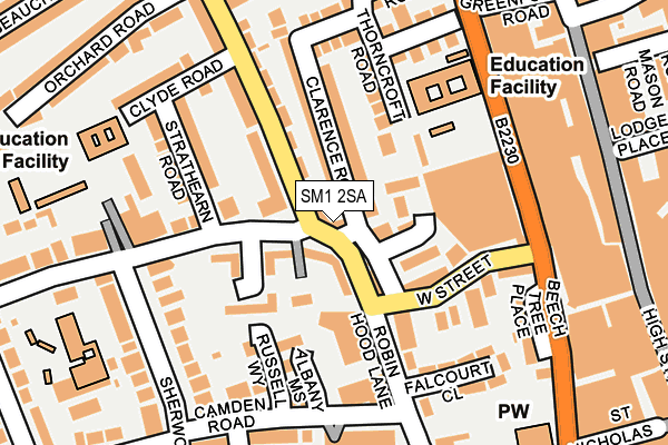 SM1 2SA map - OS OpenMap – Local (Ordnance Survey)