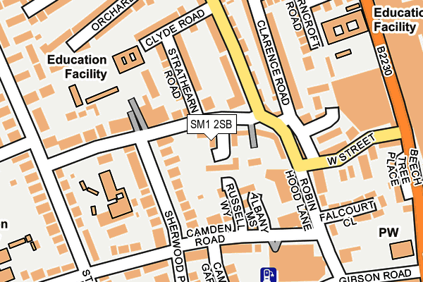 SM1 2SB map - OS OpenMap – Local (Ordnance Survey)