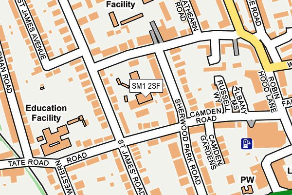 SM1 2SF map - OS OpenMap – Local (Ordnance Survey)