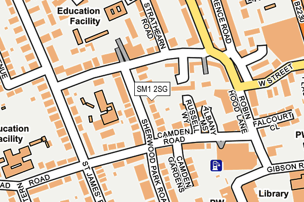 SM1 2SG map - OS OpenMap – Local (Ordnance Survey)