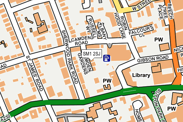 SM1 2SJ map - OS OpenMap – Local (Ordnance Survey)