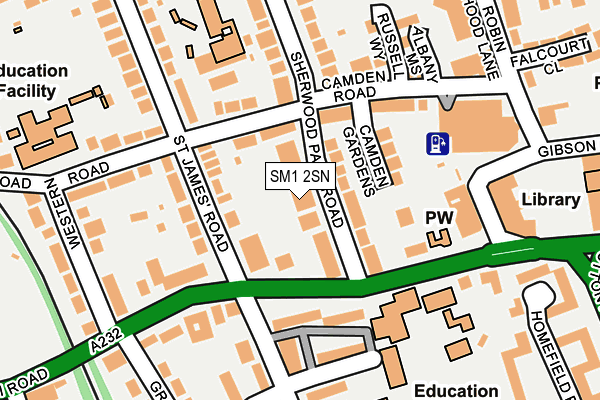SM1 2SN map - OS OpenMap – Local (Ordnance Survey)