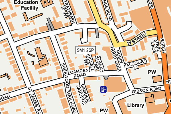 SM1 2SP map - OS OpenMap – Local (Ordnance Survey)