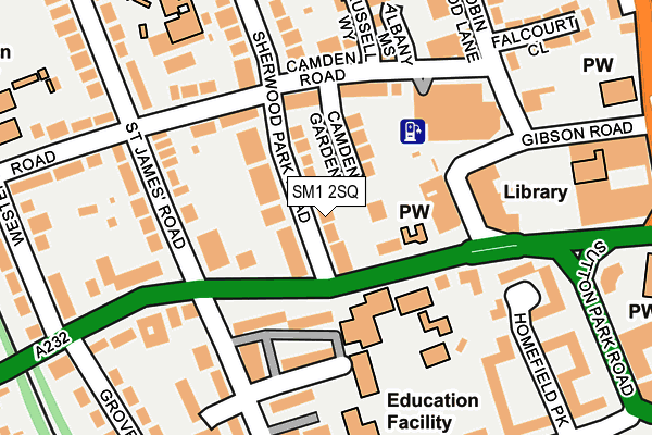 SM1 2SQ map - OS OpenMap – Local (Ordnance Survey)