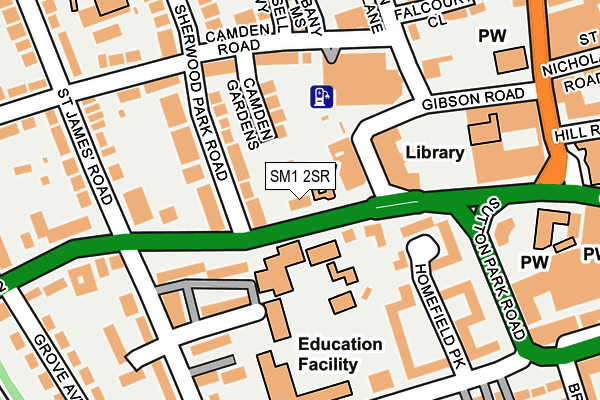 SM1 2SR map - OS OpenMap – Local (Ordnance Survey)