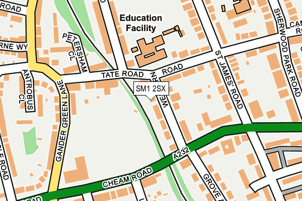 SM1 2SX map - OS OpenMap – Local (Ordnance Survey)