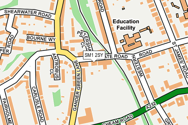SM1 2SY map - OS OpenMap – Local (Ordnance Survey)