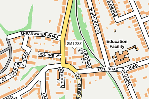 SM1 2SZ map - OS OpenMap – Local (Ordnance Survey)