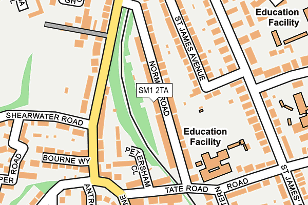 SM1 2TA map - OS OpenMap – Local (Ordnance Survey)