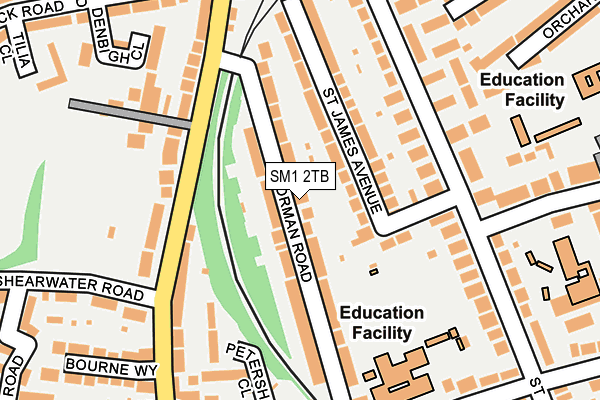 SM1 2TB map - OS OpenMap – Local (Ordnance Survey)