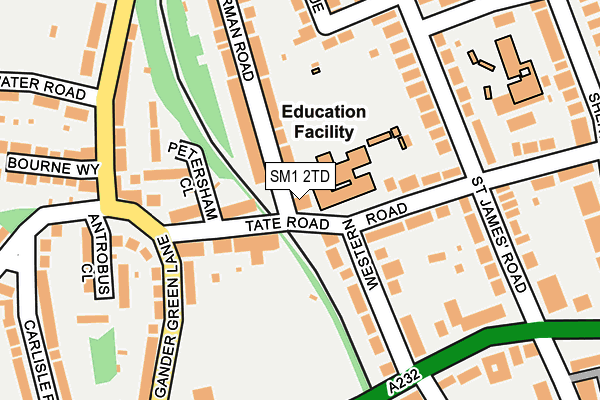 SM1 2TD map - OS OpenMap – Local (Ordnance Survey)