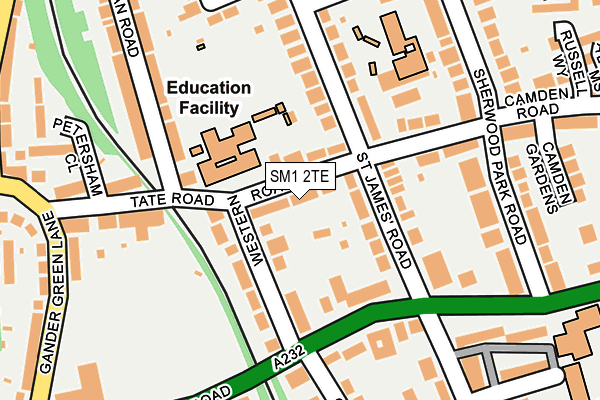 SM1 2TE map - OS OpenMap – Local (Ordnance Survey)