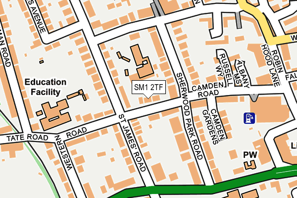 SM1 2TF map - OS OpenMap – Local (Ordnance Survey)