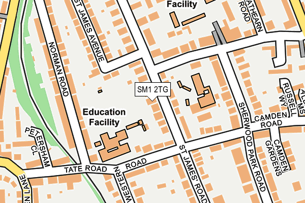 SM1 2TG map - OS OpenMap – Local (Ordnance Survey)
