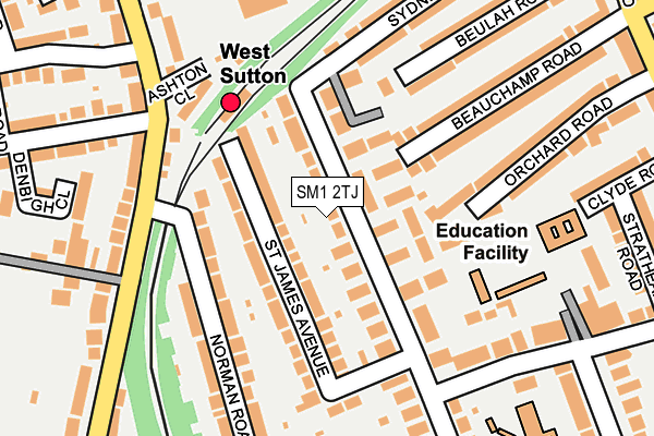 SM1 2TJ map - OS OpenMap – Local (Ordnance Survey)