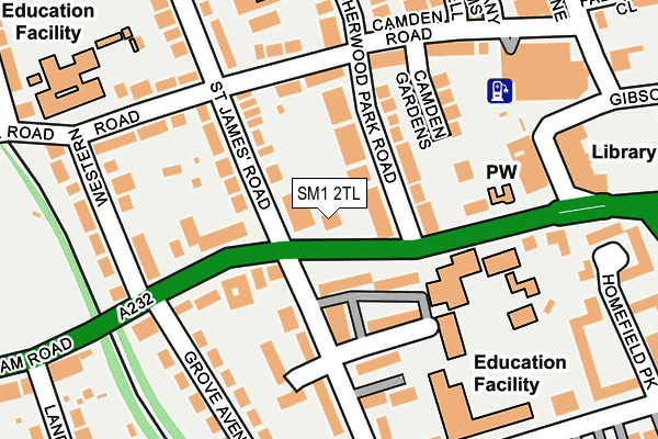 SM1 2TL map - OS OpenMap – Local (Ordnance Survey)