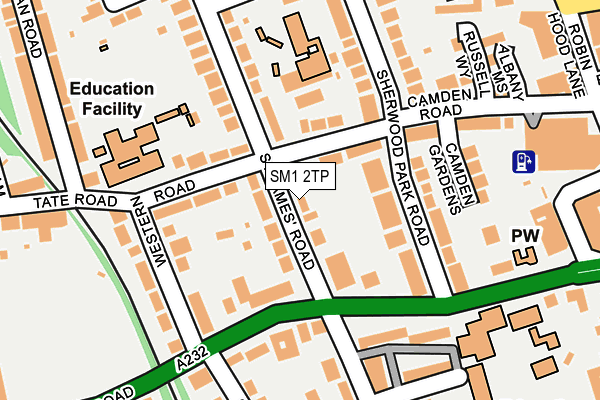 SM1 2TP map - OS OpenMap – Local (Ordnance Survey)