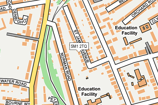 SM1 2TQ map - OS OpenMap – Local (Ordnance Survey)