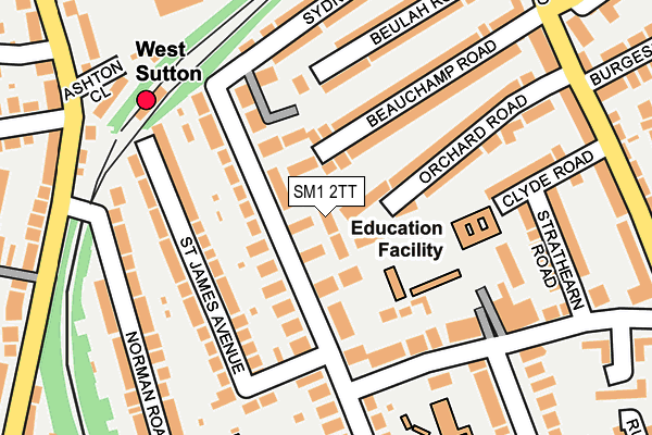 SM1 2TT map - OS OpenMap – Local (Ordnance Survey)