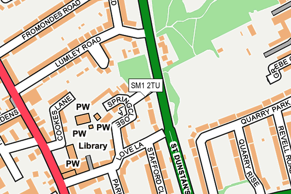 SM1 2TU map - OS OpenMap – Local (Ordnance Survey)