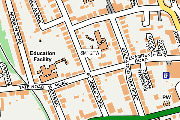 SM1 2TW map - OS OpenMap – Local (Ordnance Survey)