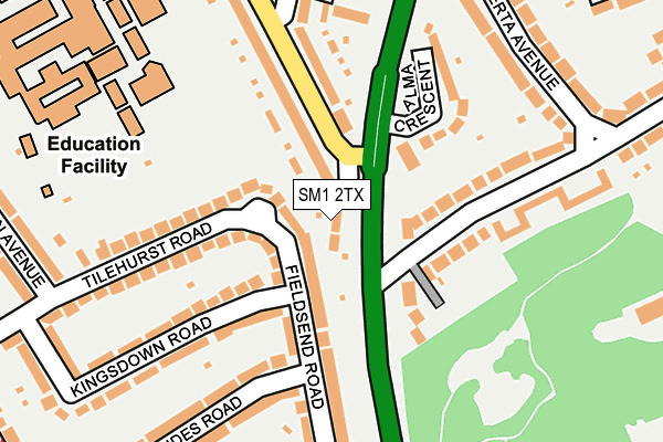 SM1 2TX map - OS OpenMap – Local (Ordnance Survey)